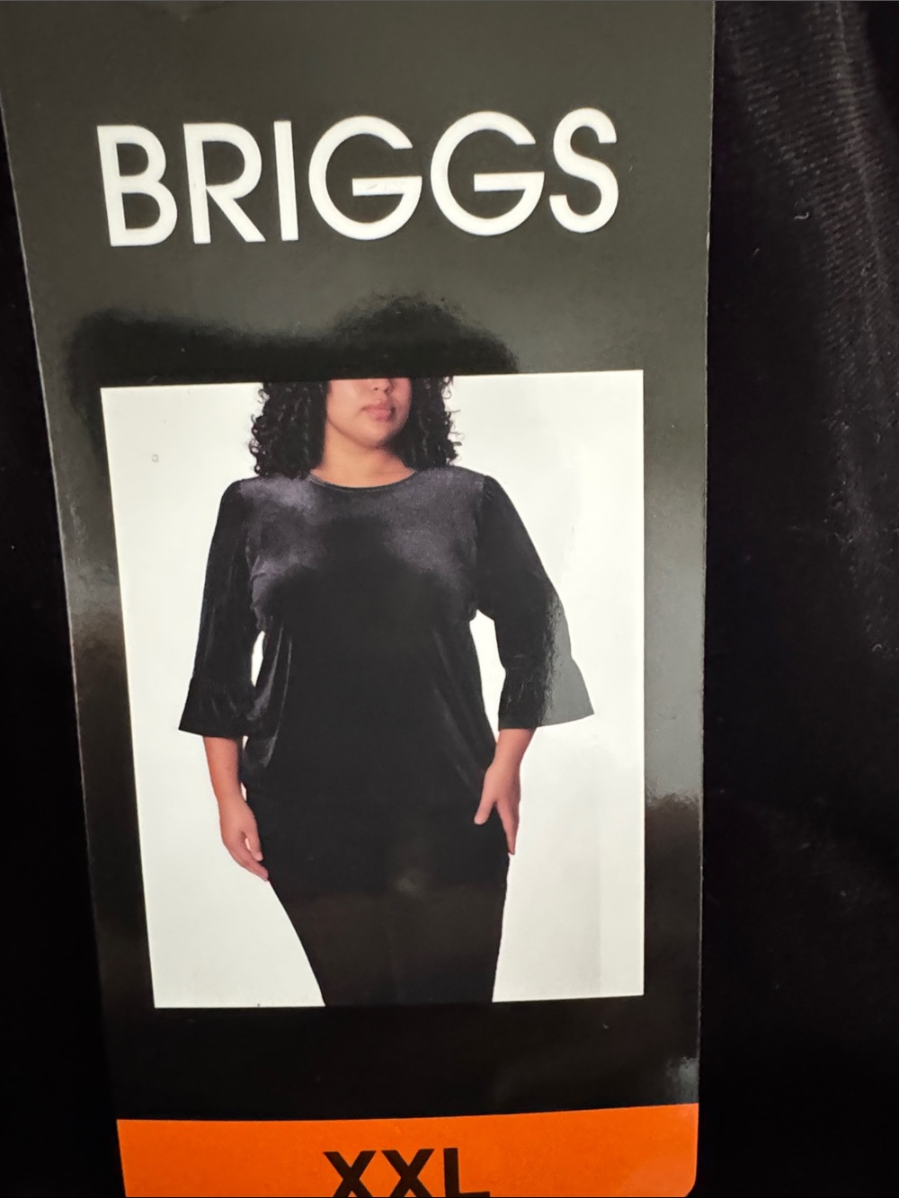 Briggs New York Black Velvet Long Sleeve Plus-Size Dress